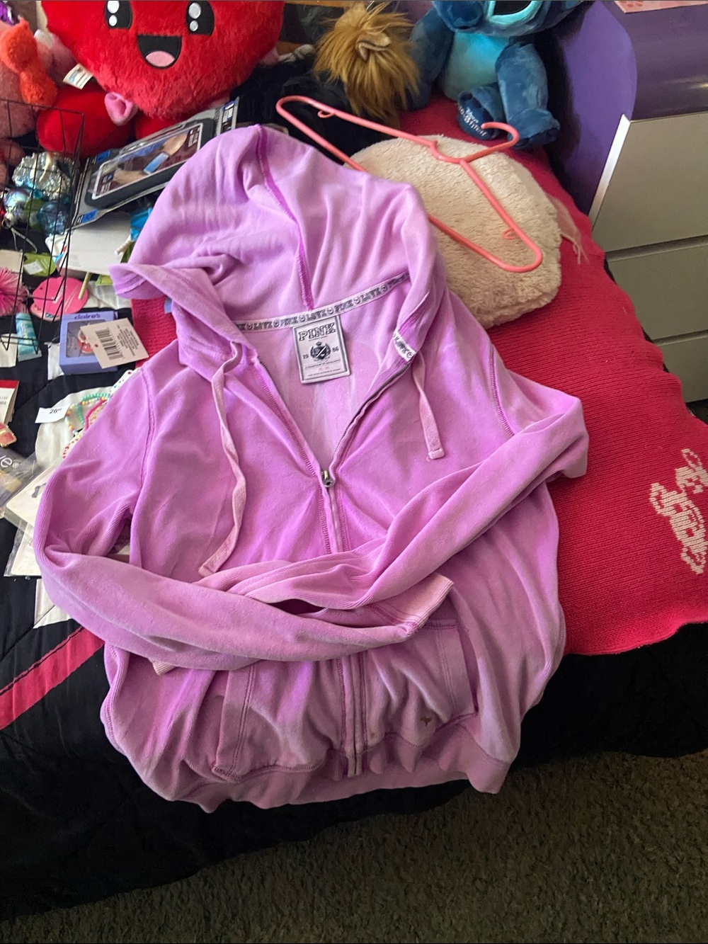 Lavender Zip-Up Hooded pink Sweatshirt